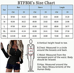 BTFBM Women Long Sleeve V Neck Button Up Solid Tops Blouses Trendy Slim Fit Lace Sleeves Ribbed Knit Casual Shirts Tunic (Solid Black, Medium) | Women's Casual Dresses