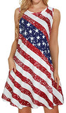Us Flag Summer Dresses for Women Beach Floral Tshirt Sundress Sleeveless Pockets Casual Loose Tank Dress - elescat | Women's Casual Dresses