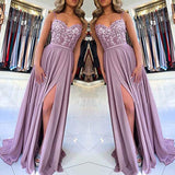 Women's Summer Fashion Sling Sexy Lace Solid Long Split Dress Sexy Party Evening Dress | Original Brand | Women's Maxi Dresses