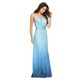 Blue Gradient Ladies Solid Cocktail Off Shoulder Wedding Bridesmaid Evening Long Maxi Dress - IBTOM CASTLE | Women's Evening Gowns
