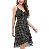 Ladies V-Neck Floral Print Strap Summer Casual Dress with Ruffle Dress Bodycon Dress Office Wear for Casual Club Cocktail Evening Gowns Work UK Size 8-26 | Women's Work Dresses