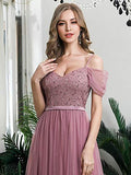 Women's A-Line Cold Shoulder Wedding Party Long Bridesmaid Dress - Sara Clothes | Women's Formal Dresses