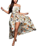 Women's Off Shoulder Floral Rayon Party Split Maxi Romper Dress S-3XL | Original Brand