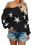 Women's Scoop Neck Long Sleeve Star Pullover Sweater Tunic Tops | Women's Sweaters