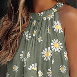 Blouse for Women Sleeveless Ruffle Hem Oversized T Shirts Floral Print Summer Flowy Tunic Tops Hawaiian Shirt for Women | Original Brand