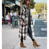 Ainangua Women's Casual Wool Blend Long Plaid Shirt Jacket Button Down Pocketed Shirt Shacket (Gray, XS) | Women's Casual Dresses