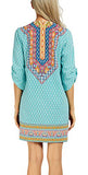 Neck Tie Vintage Printed Ethnic Style Summer Shift Dress