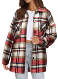 Women's Casual Long Sleeve Plaid Button Down Flannel Tops Blouses Loose Fitting Side Slit Sweatshirt 6020 Red Small | Women's Casual Dresses