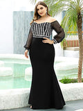 Plus Women's Cold Shoulder Sequin Dress Mermaid Plus Size Evening Dress  - Sara Clothes