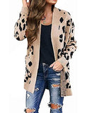 MEROKEETY Women's Open Front Leopard Knit Cardigan Sweaters Long Sleeve Outwear | Women's Casual Dresses