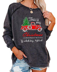 Poboola Women's Christmas Movies Watching Shirt Sweatshirt Xmas Long Sleeve Tops