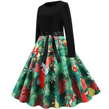 Maxi Dress Long Sleeve Large Dress with Christmas Print and Belt Sexy Dresses Summer Dresses Women | Women's Work Dresses