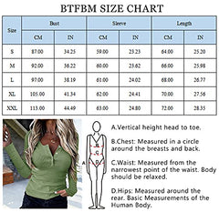 BTFBM Women Long Sleeve V Neck Button Up Solid Tops Blouses Trendy Slim Fit Lace Sleeves Ribbed Knit Casual Shirts Tunic (Solid Bean Green, Small) | Women's Casual Dresses