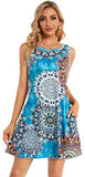 Bohemian Red Summer Dresses for Women Beach Floral Tshirt Sundress Sleeveless Pockets Casual Loose Tank Dress - elescat | Women's Casual Dresses