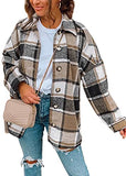 Women's Plaid Shirts Long Sleeve Lapel Button Down Cardigan Color Block Boyfriend Shacket Jacket Coats | Women's Tops and Blouses