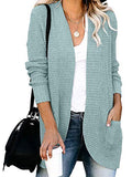 Womens Long Sleeve Open Front Waffle Chunky Knit Cardigan Sweater Outwear