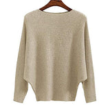 Women Lightweight Oversized Sweaters Tops Batwing Boatneck Loose Knit Pullovers