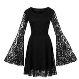 Women's Flare Sleeves Lace Witchy Gothic 40s Vintage Dress | Original Brand | Women's Cocktail Dresses