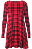 Less New Womens Plus Size Tartan Print Full Sleeve Swing Dress for Ladies Size 16-26.UK