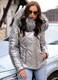 Women's Fashion Top Coat Parka Down High Waist Slim Faux Fur Hooded Coat