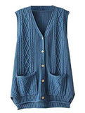 Women's V Neck Jumpers Winter Sweater Sleeveless Vest Cardigan with Pockets | Women's Cardigan