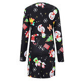 Christmas Dresses Autumn Winter Women Long Sleeve O-Neck Lovely Christmas Element Print Daily Dress Xmas Dress | Original Brand | Women's Work Dresses