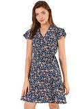 Women's Floral Leaves Ruffled Sleeve Tie Flare Faux Wrap Dress | Original Brand