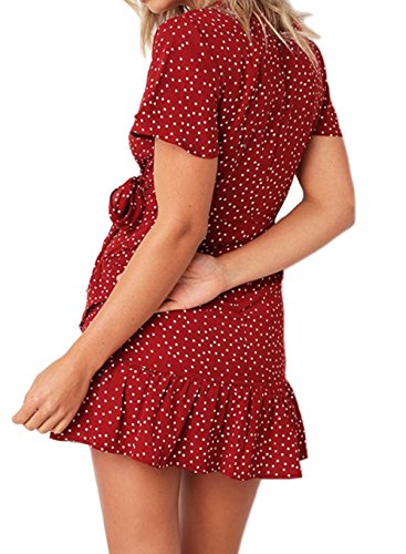 Sayhi Dress Sleeve V-Neck Casual Polka Short Print Women Dot Women's Dress  Womens Short Dresses to Wear with Leggings