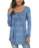 POPYOUNG Women's Casual Long Sleeve Tunic Tops Loose Fit Pleated Fall T-Shirt Blouses | Women's Casual Dresses