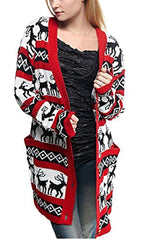 v28 Womens Oversized Christmas Reindeer Cardigan