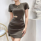 Summer Dresses for Women, Fashion Ladies Soild Asymmetrical O-Neck Tank Dress Short Basic Midi Club Dress Party UK Size | Women's Work Dresses