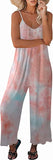 Pink Casual Sleeveless Strap Loose Adjustable Jumpsuits Stretchy Long Pants Romper with Pockets - SNUGWIND | Women's Romper & Jumper Suit