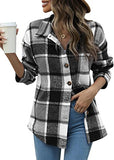 Womens Flannel Button Down Shirts Boyfriend Long Sleeve Oversized Blouses Tops 6020 C-Grey Small | Women's Casual Dresses