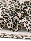 Women's Leopard Print Long Sleeve Smock Layered Ruffle Hem Dress
