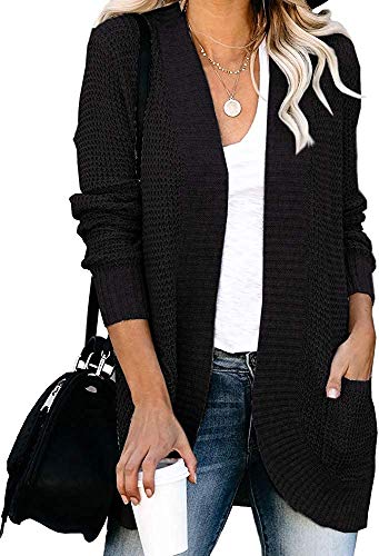 Womens Long Sleeve Open Front Cardigans Chunky Knit Draped Sweaters Outwear