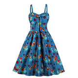 OBEEII Women's Cami Strap 1950s Vintage A Line Rockabilly Dress Polka Dots Floral Print Swing Evening Party Cocktail Dress S-4XL