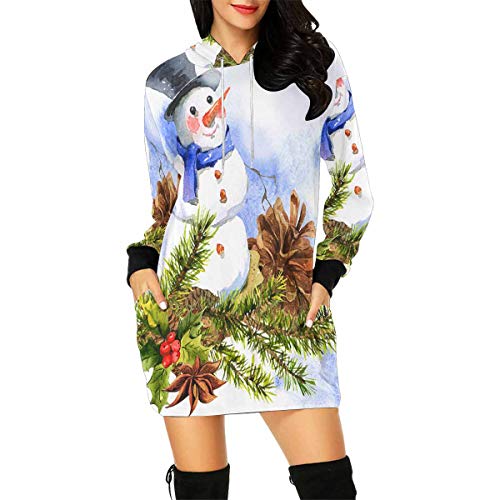 InterestPrint Graphic Design Women's Long Sleeve Hoodie Mini Dress