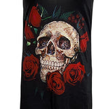 Women Summer Sleeveless Rose Skull Print O-Neck Knee-Length Dress UK Size Party Elegant Dress Sale