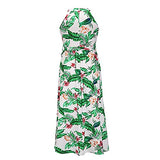 Ladies Summer High Waist O-Neck Bohemian Retro Printed Belt Beach Dress UK Size Party Dress | Women's Work Dresses