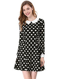 Women's Peter Pan Collar Contrast Polka Dots Heart A-Line Short Dress