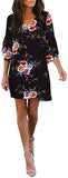 Black Floral Women's Dress Sweet & Cute V-Neck Bell Sleeve Shift Dress Mini Dress - BELONGSCI | Women's Casual Dresses