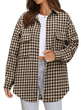 Beaully Plaid Flannel Shirts for Women Oversized Long Sleeve Button Down Buffalo Plaid Shirt Blouse Tops 6061 G-Khaki XX-Large | Women's Casual Dresses