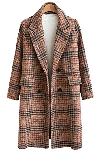 Makkrom Women's Double Breasted Long Trench Coat Windproof Classic Lapel  Slim Overcoat with Belt