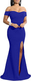 Royal-blue Women's Off Shoulder High Split Long Formal Party Dress Evening Gown - Ymduch | Women's Formal Dresses