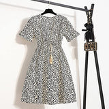 Summer Dresses for Women, Ladies Casual V-Neck Short Sleeve Summer Print Knee-Length Dress for Beach Party UK Size | Women's Work Dresses