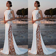 Womens Solid Formal Wedding Bridesmaid Lace Evening Party Ball Prom Long Dress