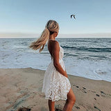 Summer Dress For Women White Lace Backless V Neck Spaghetti Strap Dress Floral High Waist Flowy Beach Dress 2021 | Women's Casual Dresses