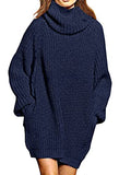 Womens Christmas Knitted Sweater Dress Turtle Neck Long Sleeve Jumper