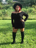 Women's Sexy Casual Off Shoulder Long Sleeve Lace Up Loose Club Mini Dress