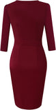 Black Women's V-Neck Work Business Bodycon Pencil Dress - MISSKY | Women's Work Dresses